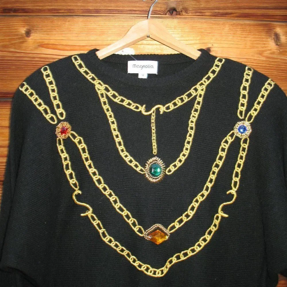 NWT Vintage 80's Black Wool Angora Sweater